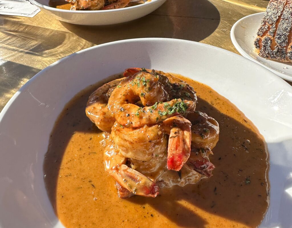 popular BBQ shrimp from Zydeco at the parasol rooftop bar
