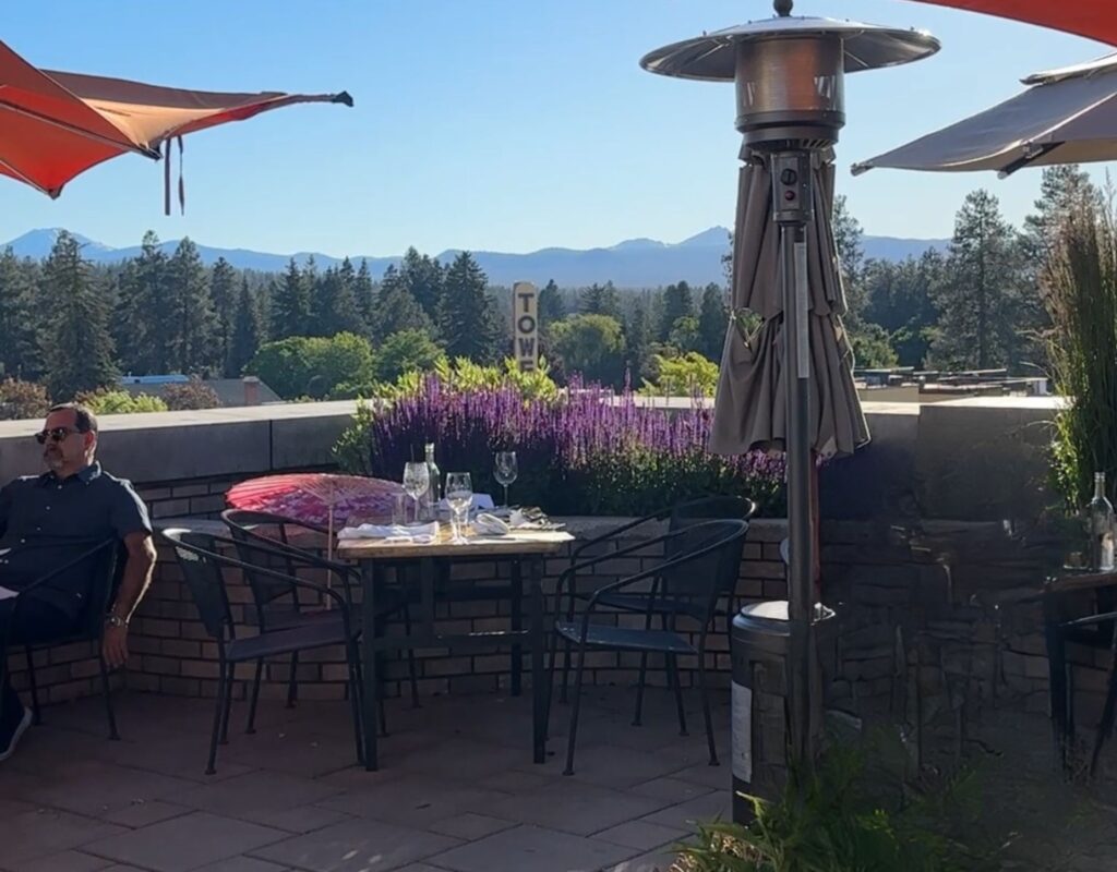 view from Parasol Bar in downtown bend